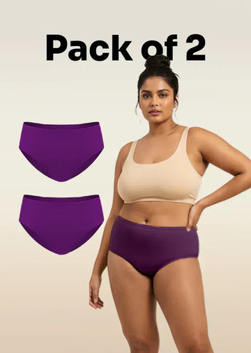 2 Pack - Violet Mid-waist Absorbent Underwear