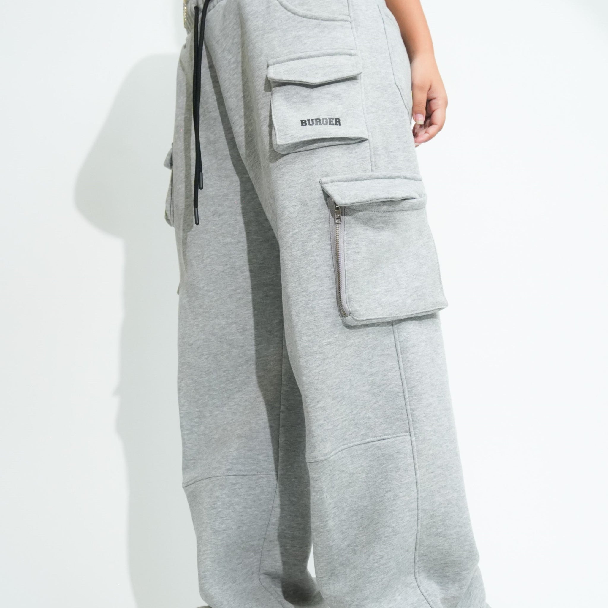 Melange Grey Rebel utility Heavyweight cargo trousers Pants For Men And Women