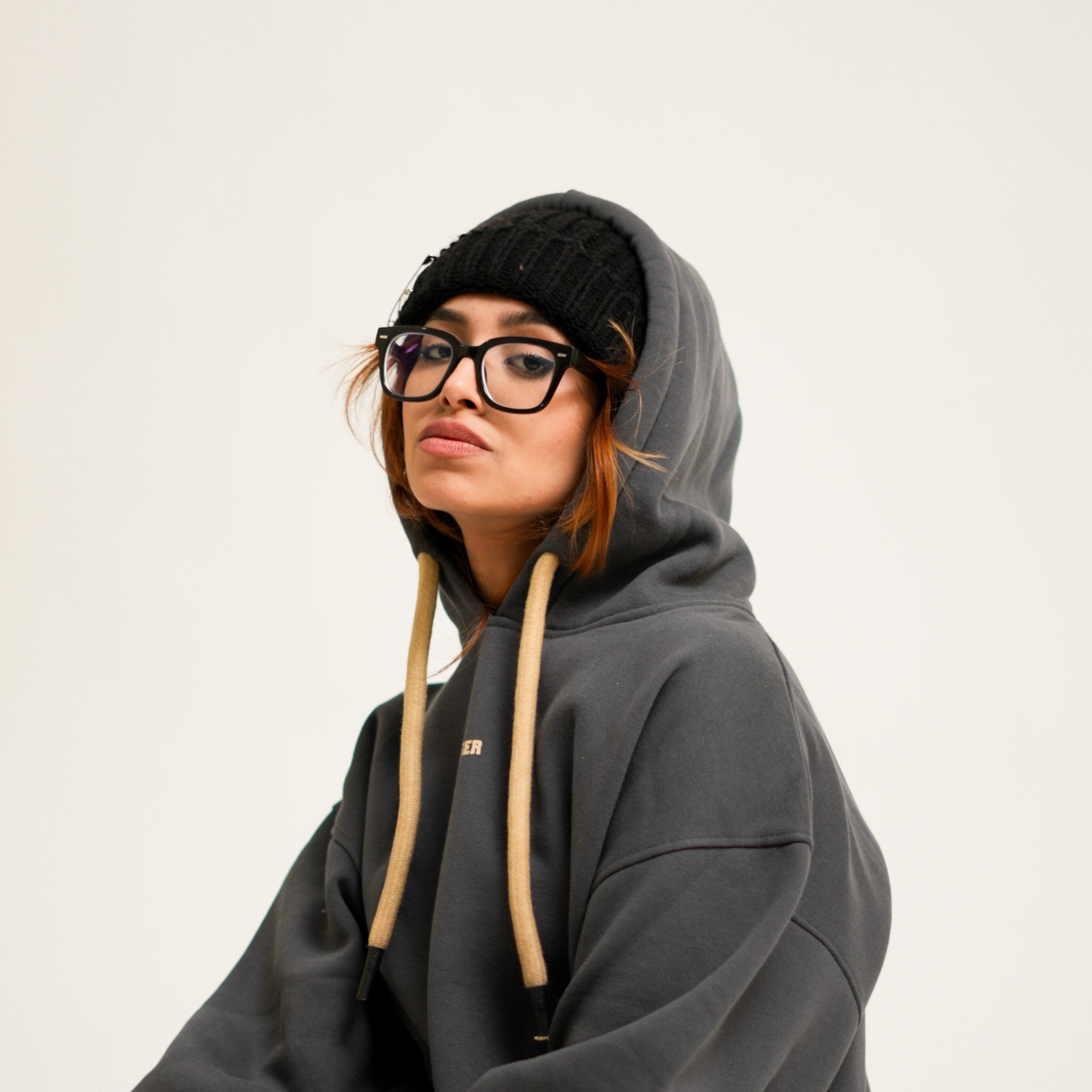 Ash Grey : Ye Burger Logo Heavyweight Baggy Hoodie For Men and Women