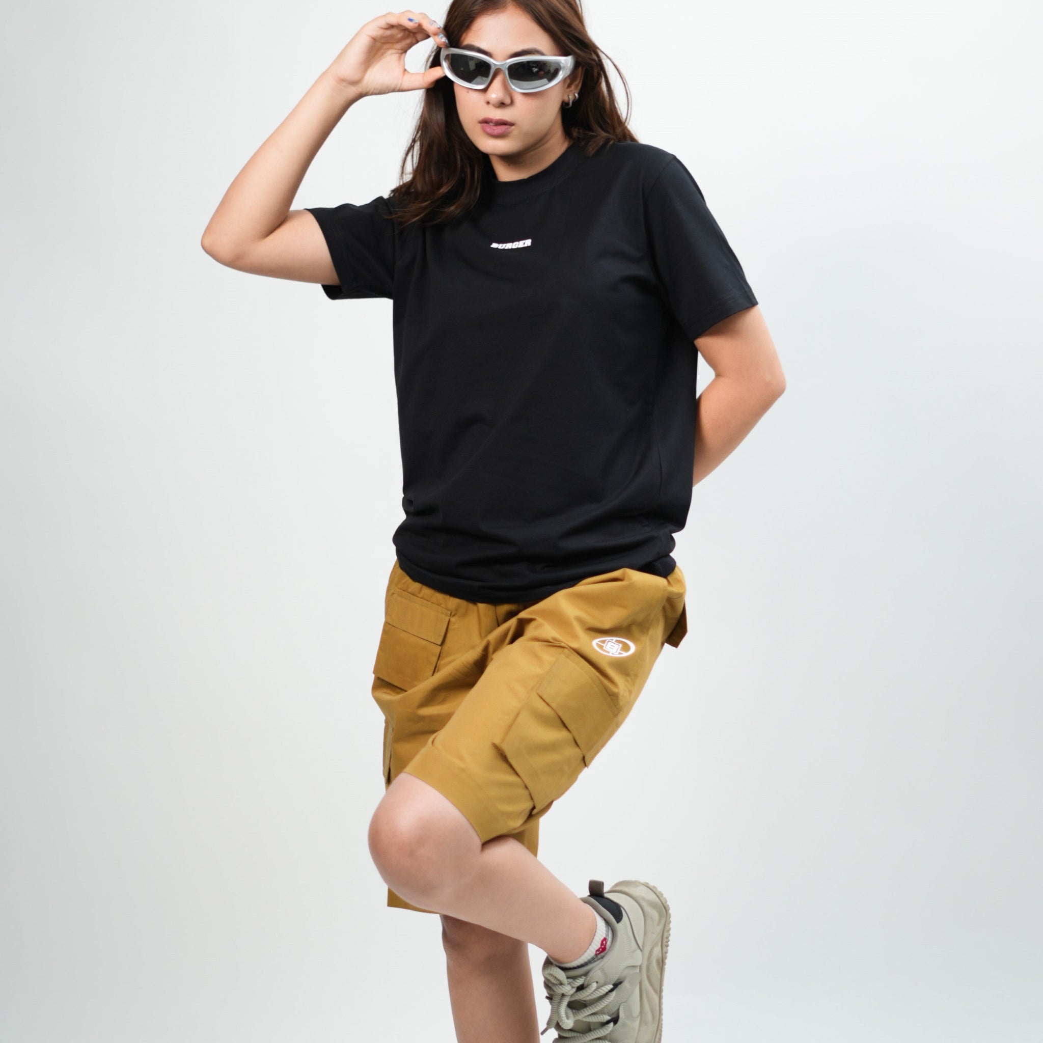 Minimal Burger Logo : Round Neck Regular Tee For Women