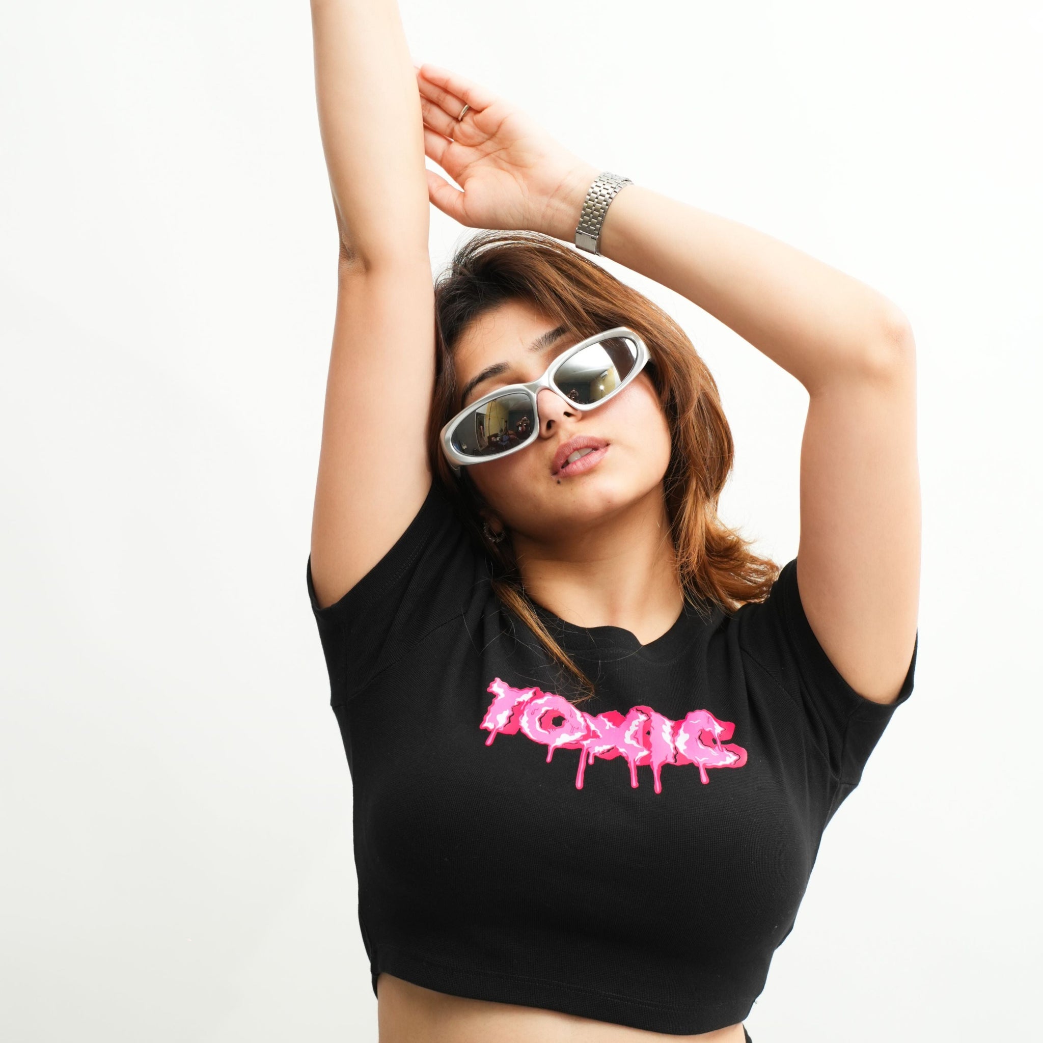 Toxic : Burger Bae Round Neck Crop Baby Tee For Women