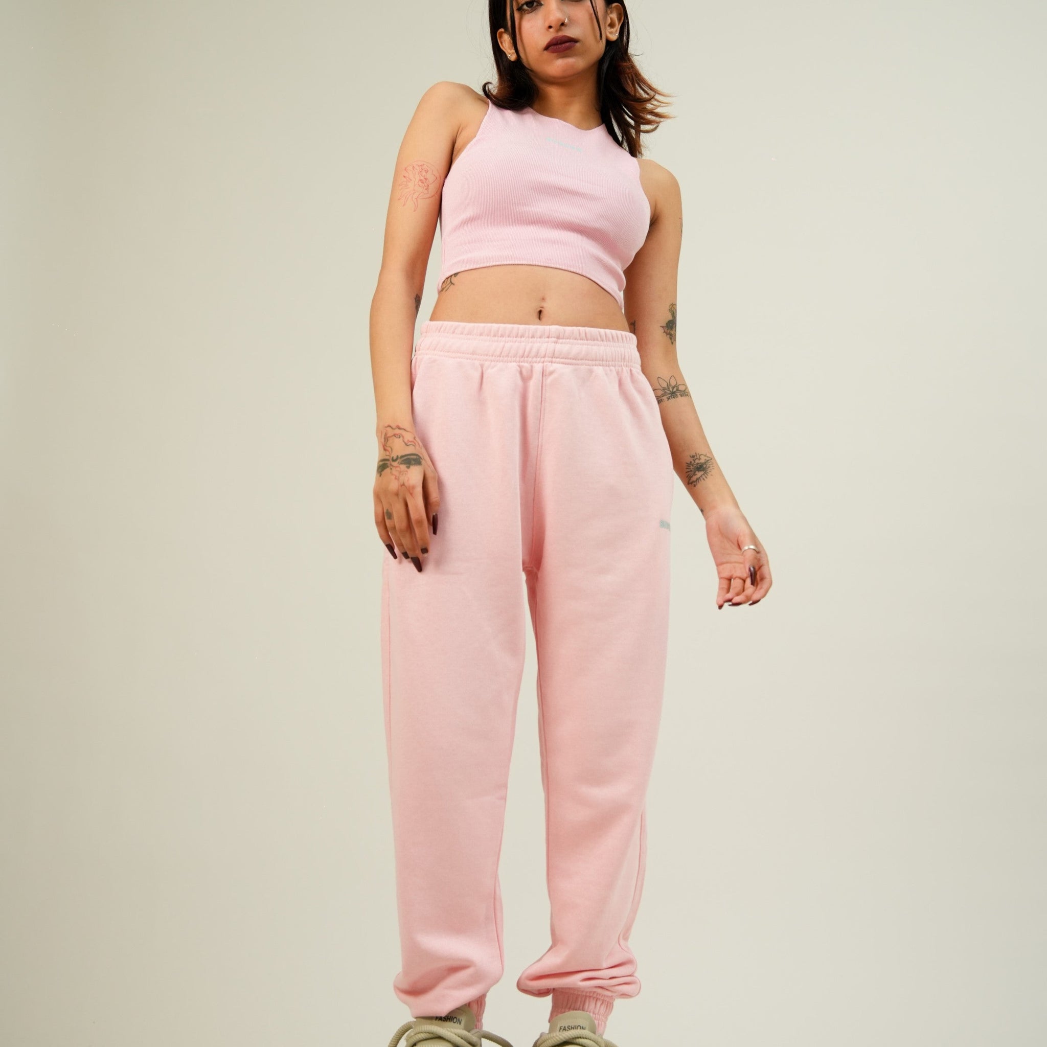 Pastel Burger Co ord Set (Racer + Gathered Track) For Women