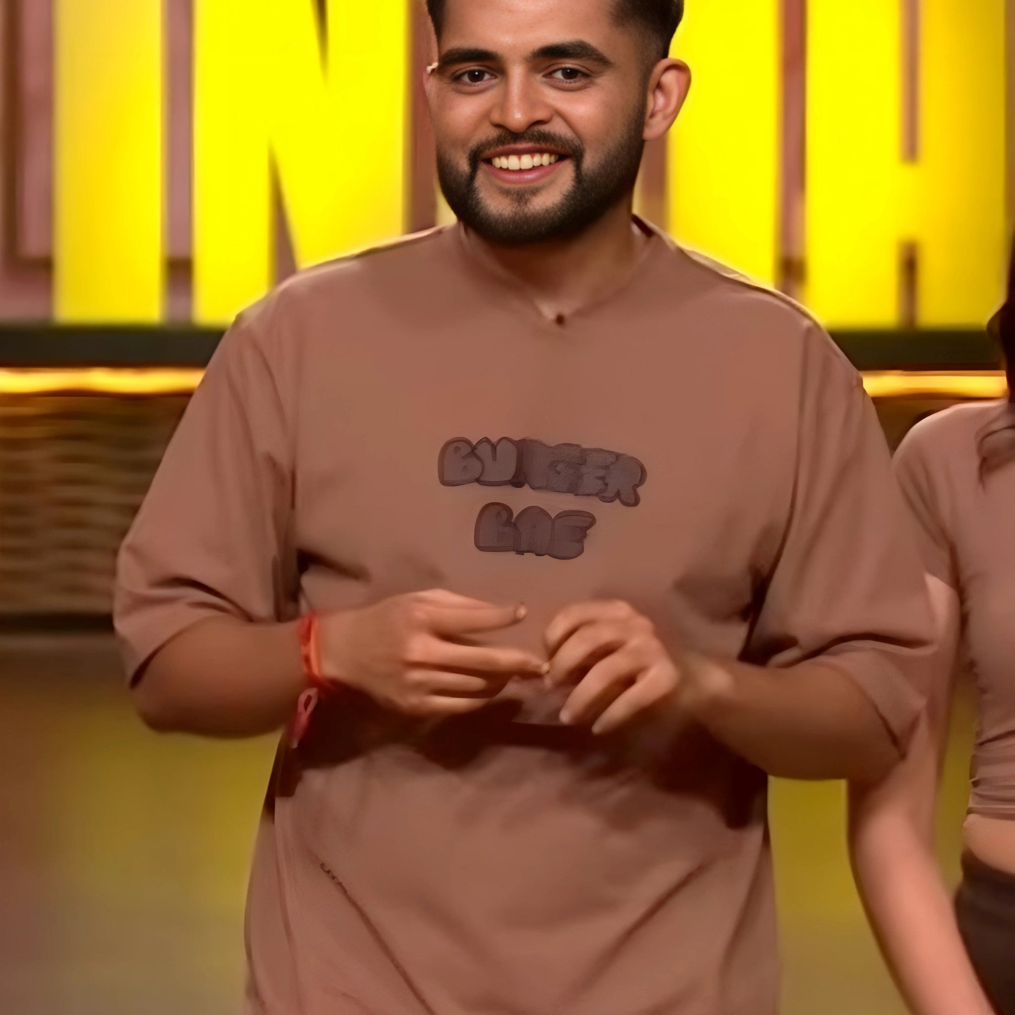 Mocha Mousse : Burger Bae Logo Drop Sleeved Tee