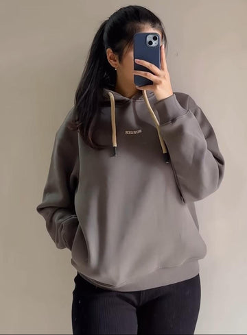Ash Grey : Ye Burger Logo Heavyweight Baggy Hoodie For Men and Women