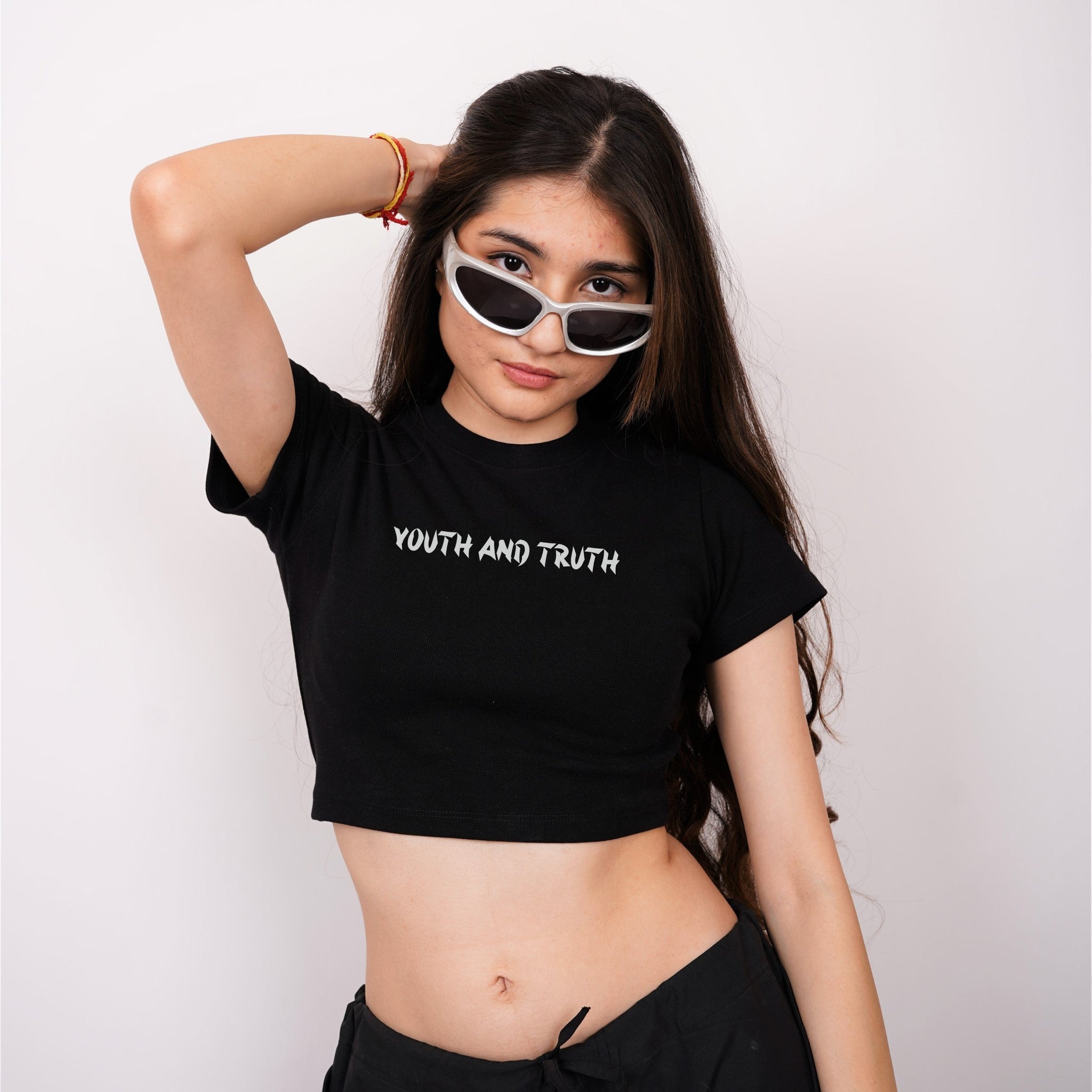 Youth And Truth (Reflective) : Burger Bae Round Neck Crop Baby Tee For Women