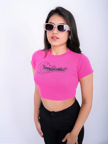 Angelic : Burger Bae Round Neck Crop Baby Tee For Women