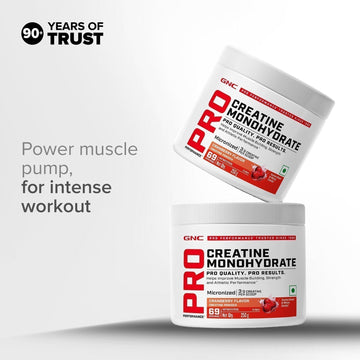GNC Pro Performance Creatine Monohydrate | 250 gm | Boosts Athletic Performance | Micronized & Instantized | Fuels Muscles | Provides Energy Support for Heavy Workout | Cranberry