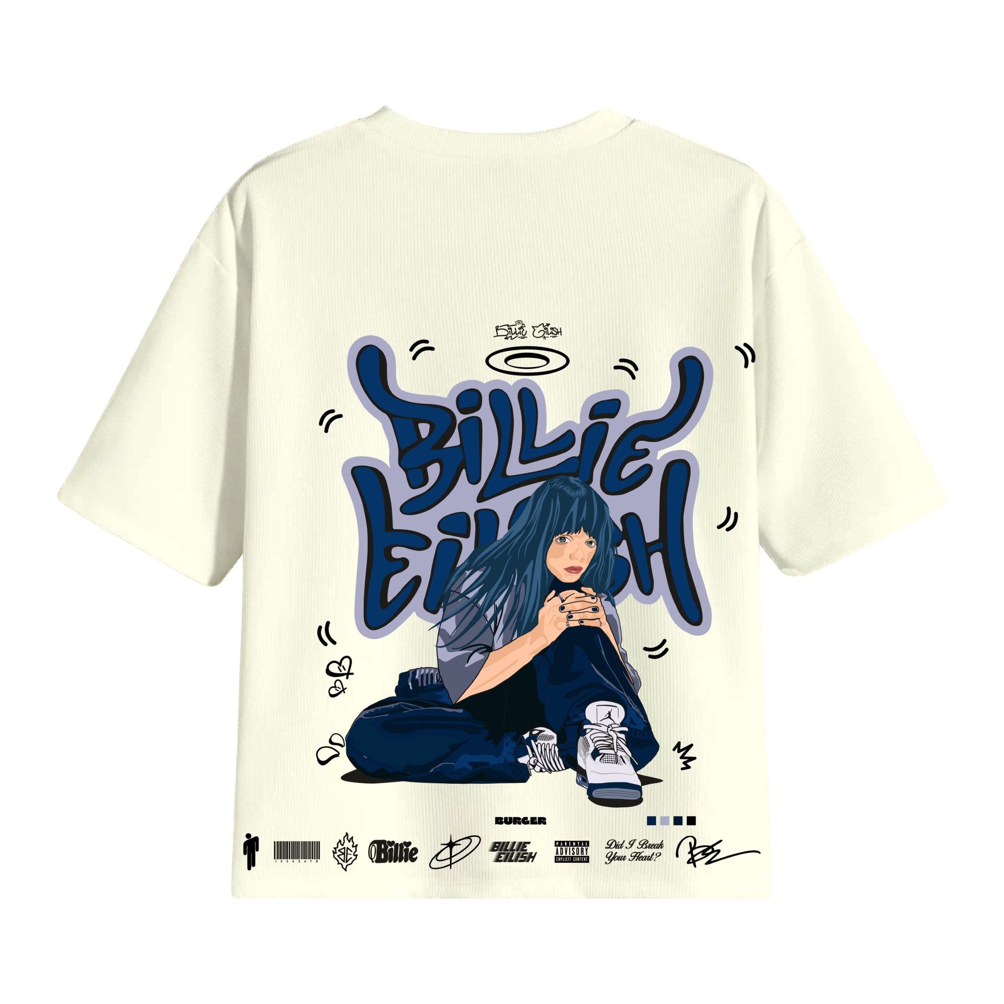 The Billie Eilish Cartoon Art Drop Sleeved Tee for Men and Women