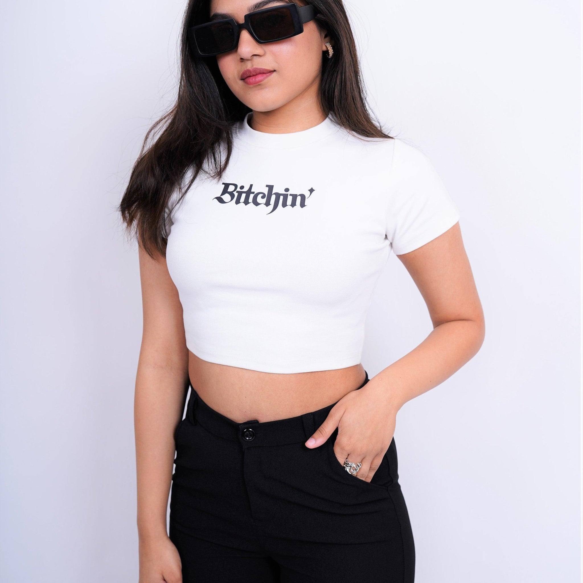 Bitchin : Burger Bae Round Neck Crop Baby Tee For Women