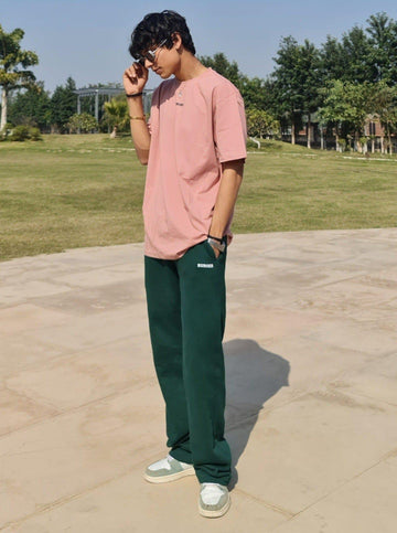 BOMBay Set For Men Salmon Bottle Green (Tee+Irish Track)