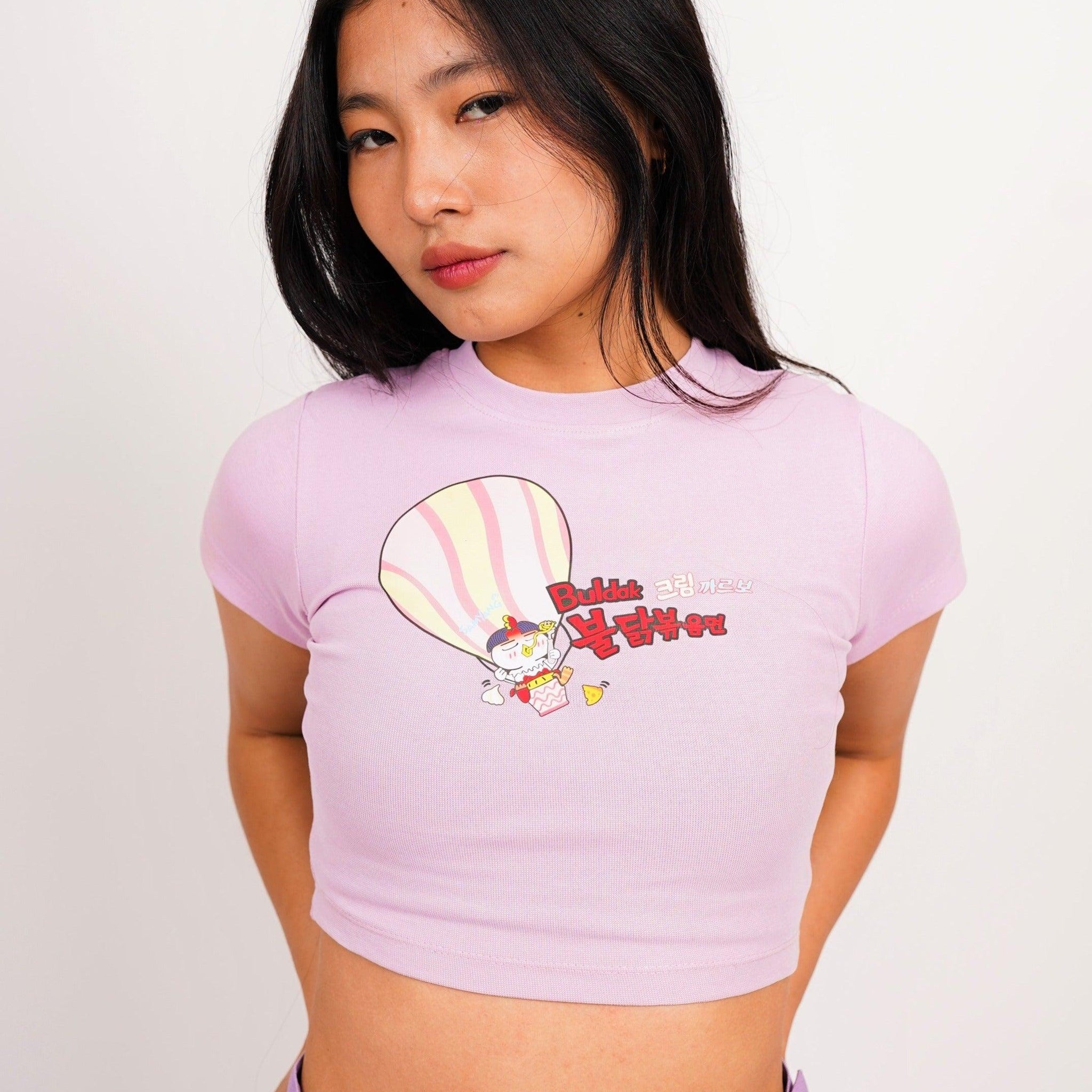 Buldak Ramen Creamy Carbonara : Burger Bae Round Neck Crop Baby Tee For Women
