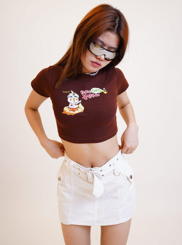 Buldak Ramen Curry : Burger Bae Round Neck Crop Baby Tee For Women