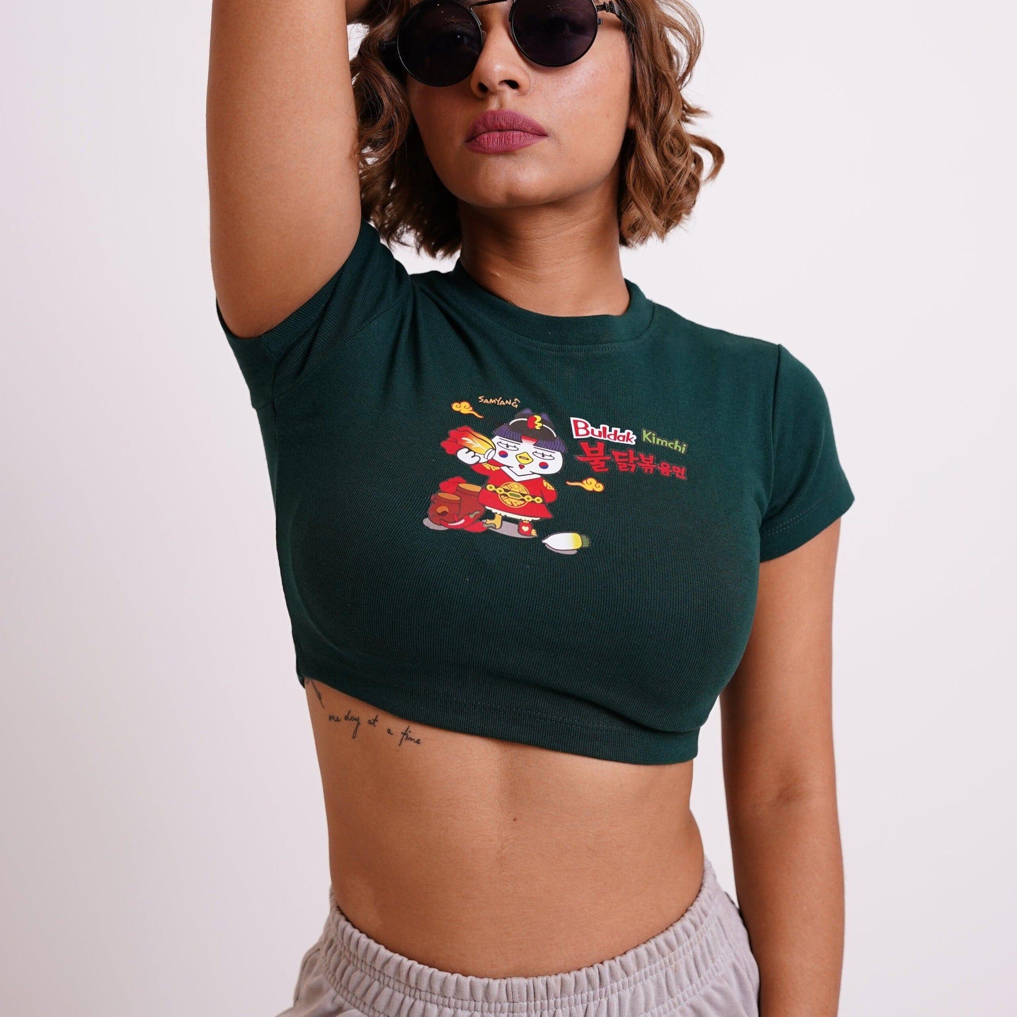 Buldak Ramen Kimchi : Burger Bae Round Neck Crop Baby Tee For Women