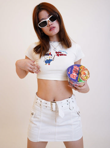 Buldak Ramen Light : Burger Bae Round Neck Crop Baby Tee For Women