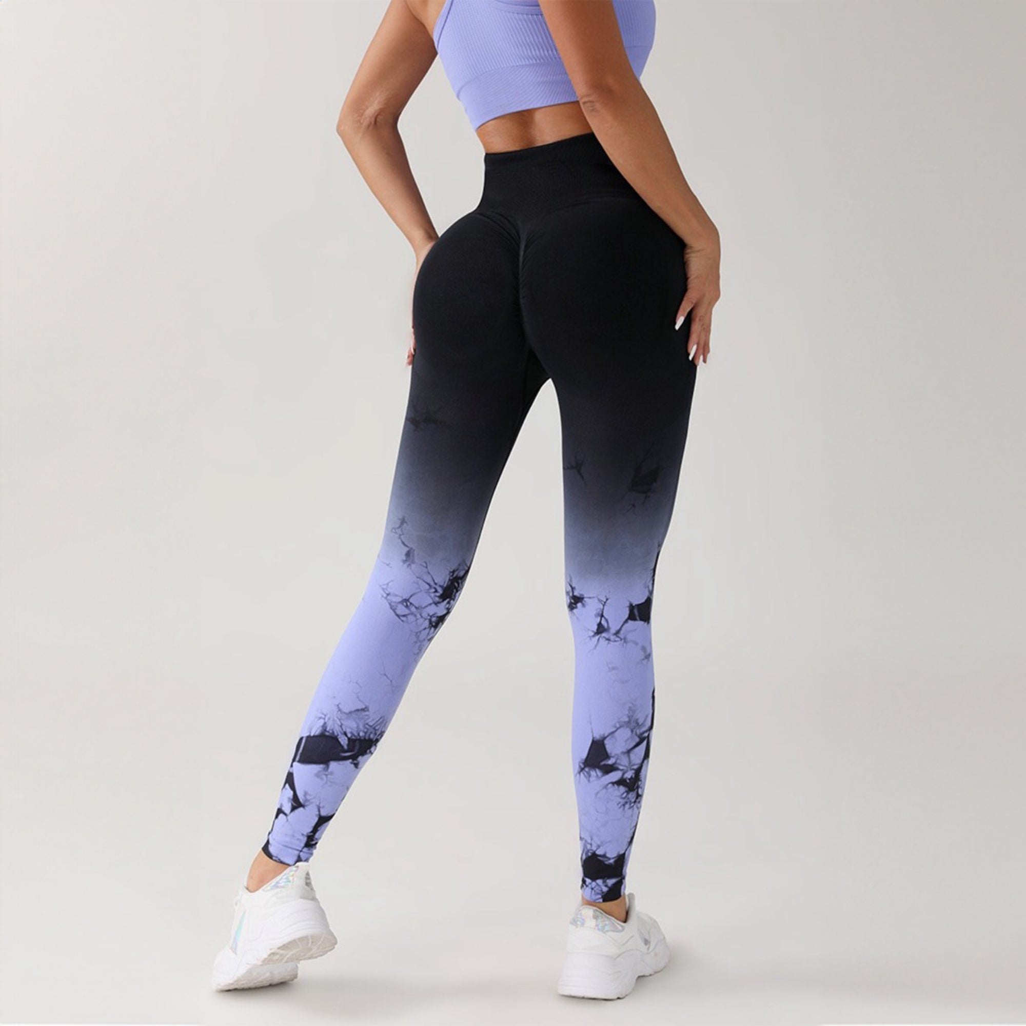 Chiclo Ribbed Marble Print High Waisted Tights