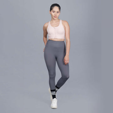 Chiclo Women's Set Featuring Grey Tights, Pink Sports Bra & Socks