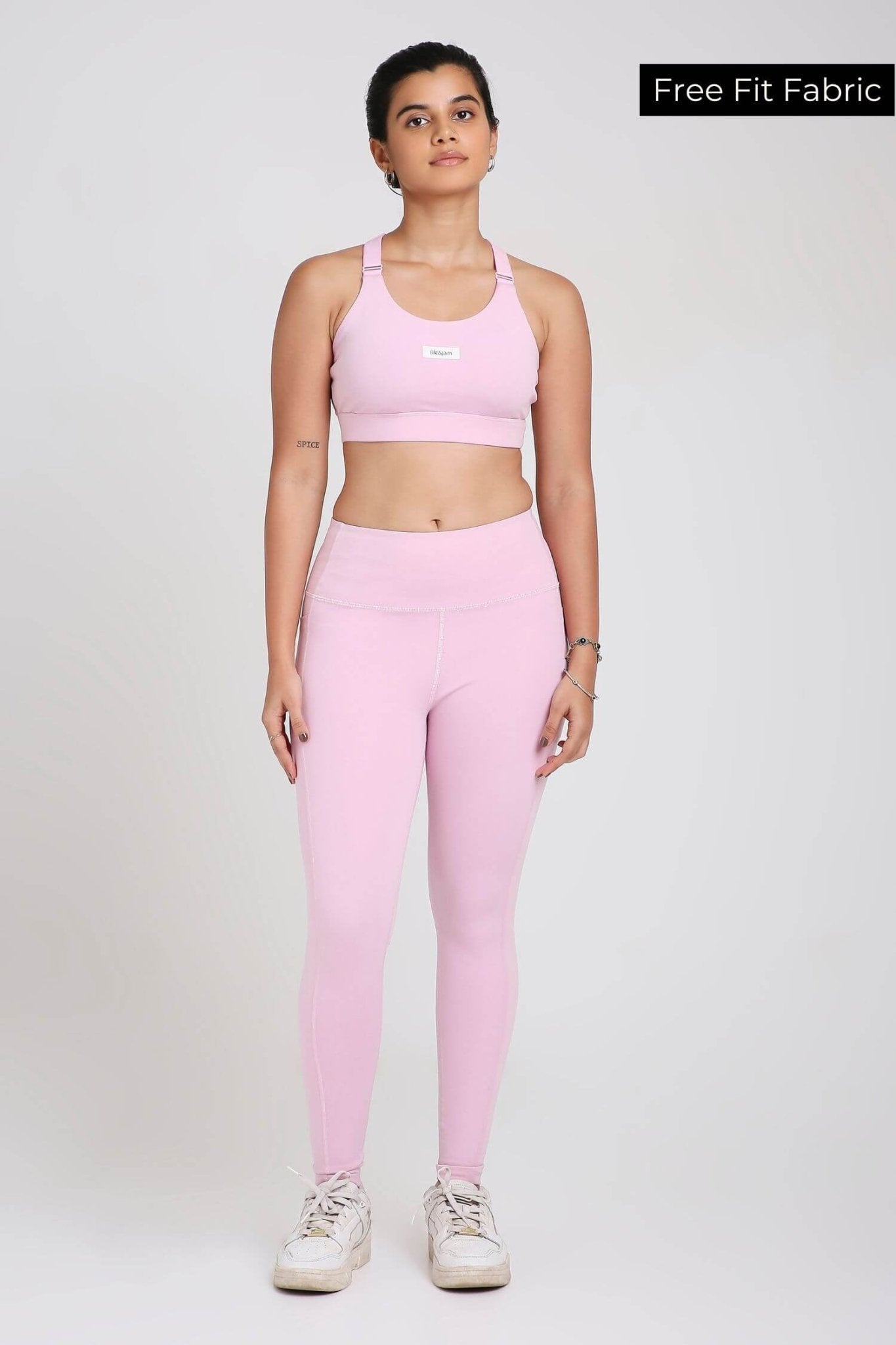 Co-ord Set: Adjustable Straps Sports Bra + Leggings in Cotton Candy 2.0