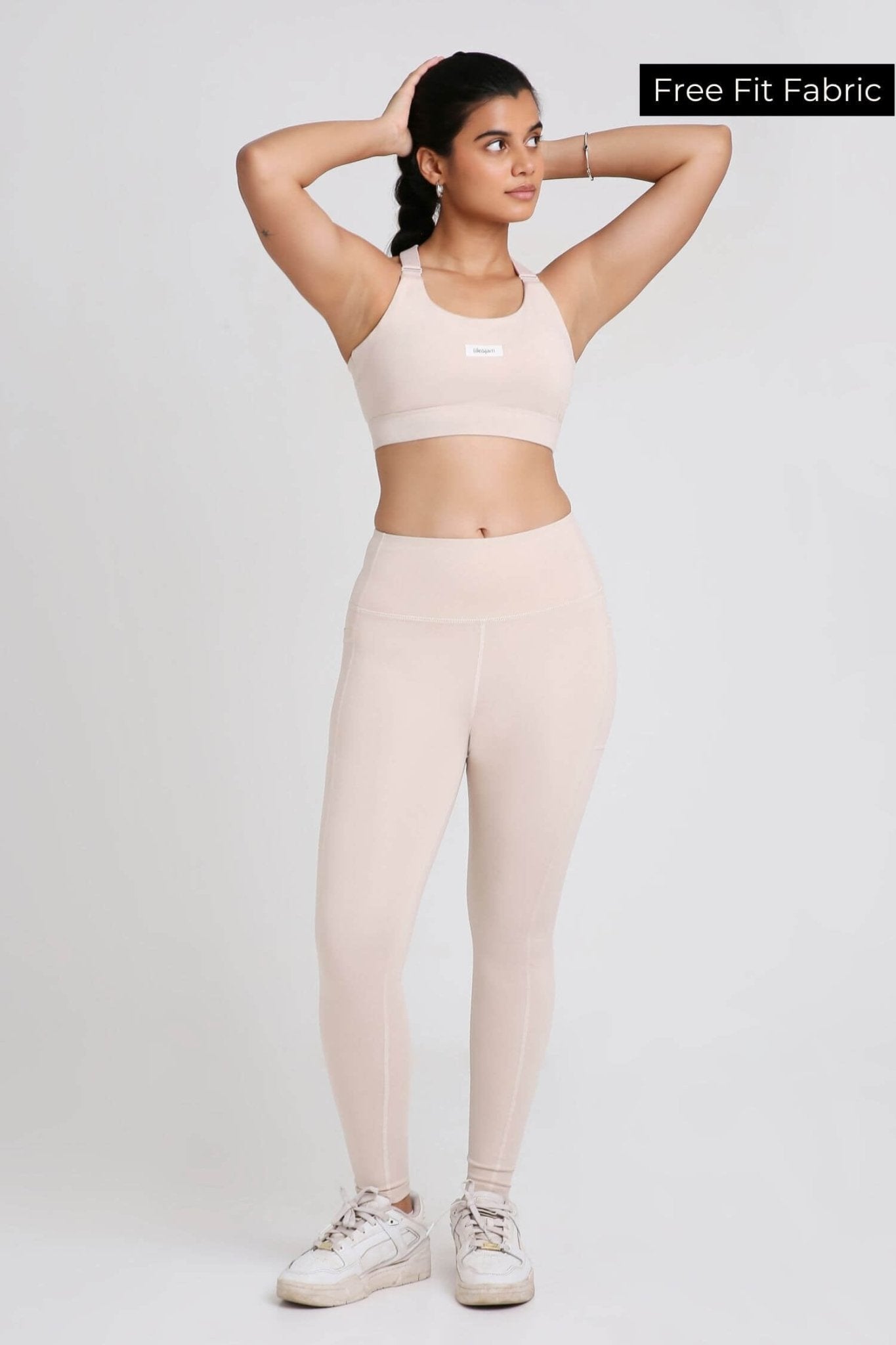 Co-ord Set: Adjustable Straps Sports Bra + Leggings in Marshmallow 2.0