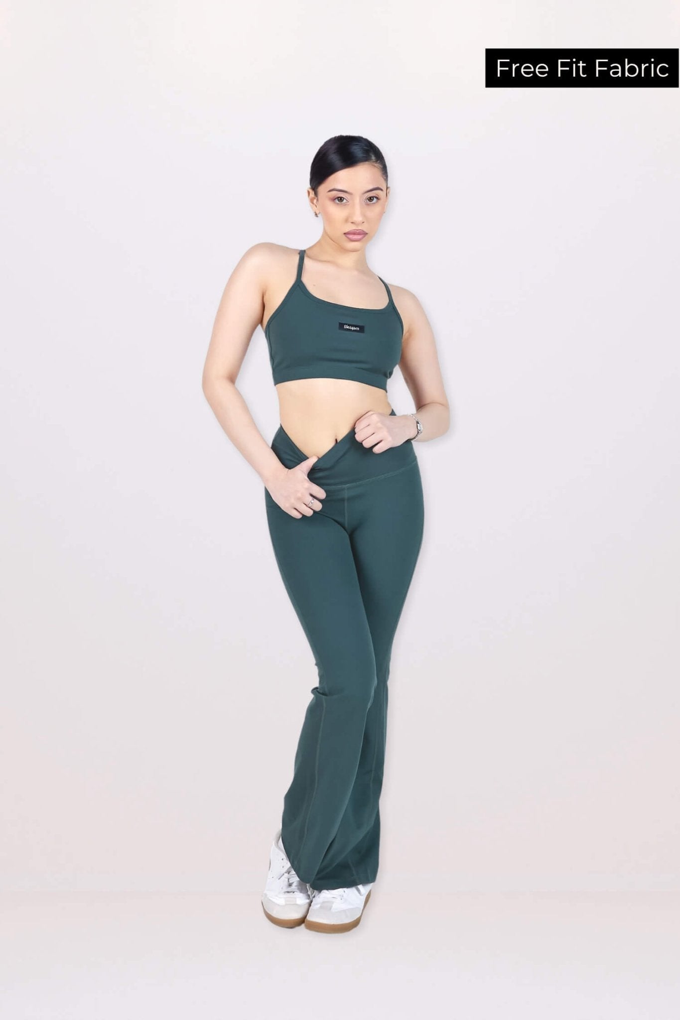 Co-ord Set: Everyday Bralette and Flare Pants Set in Jungle Green