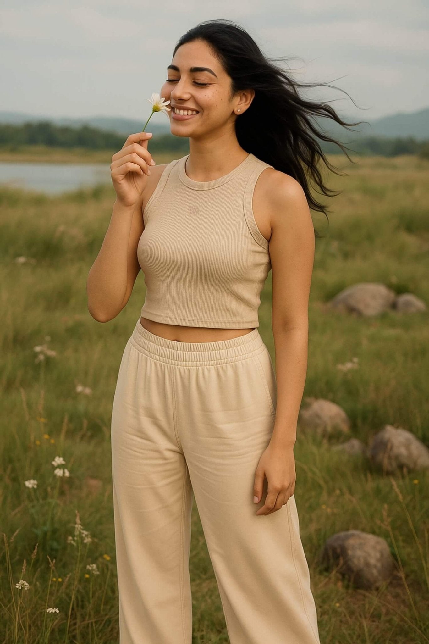 Co-ord Set: Free Spirit Tank & Everyday Lounge Pants in Marshmallow