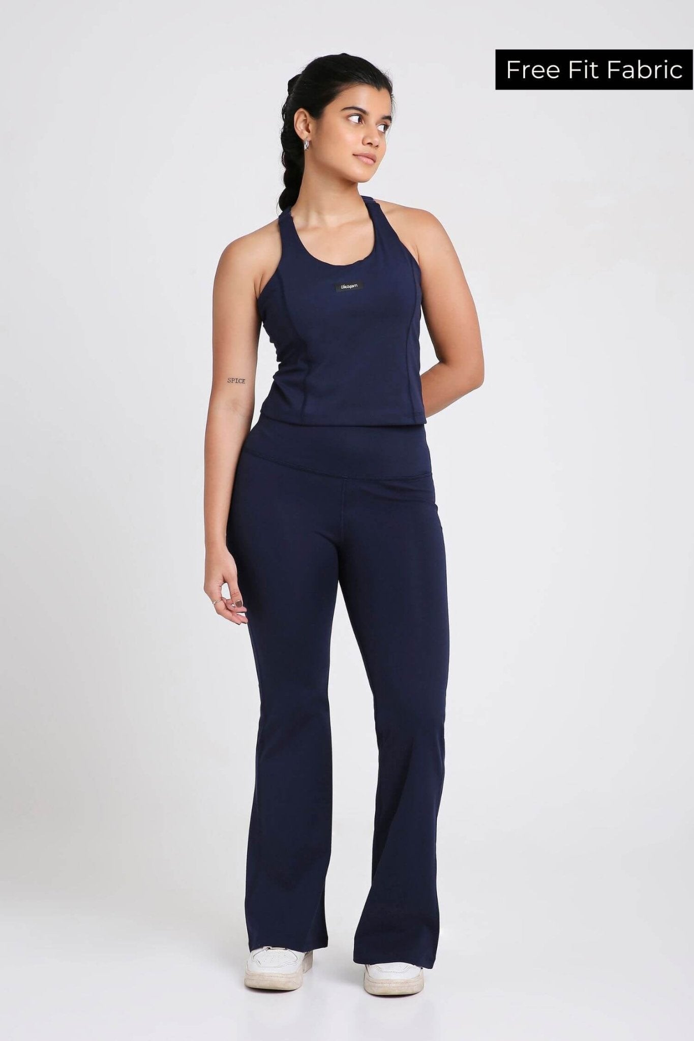 Co-ord Set: Good Girl Code Sports Bra & Flare Pants in Ink