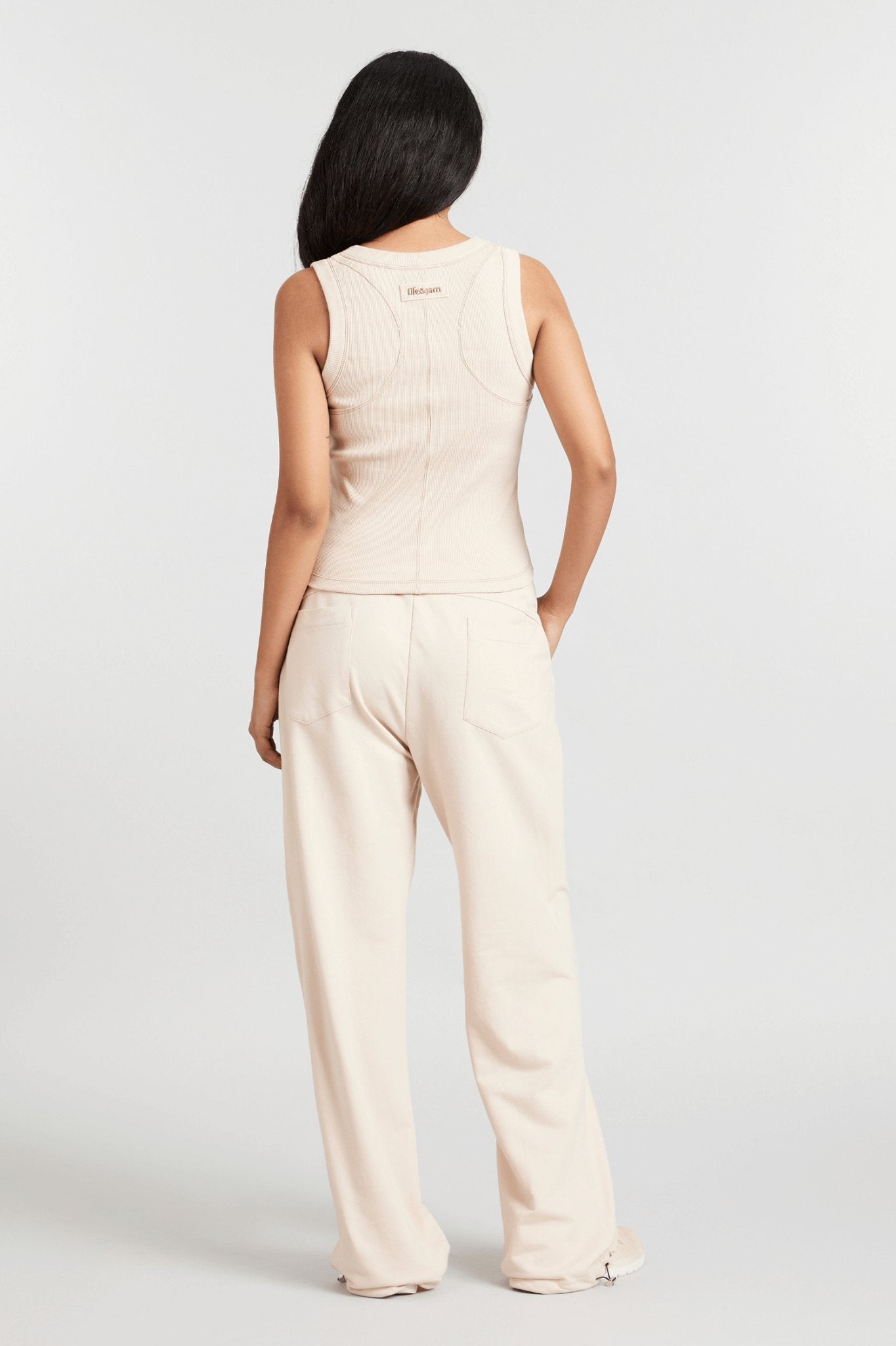 Co-ord Set: Hybrid Tank Tee & Pants in Marshmallow