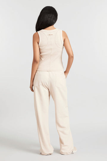 Co-ord Set: Hybrid Tank Tee & Pants in Marshmallow