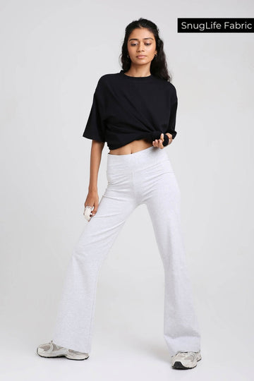 Co-ord Set: Oversized Tee & Chill Flares in Black & Greystone