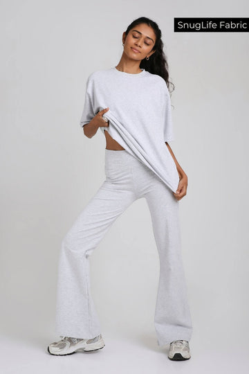 Co-ord Set: Oversized Tee & Chill Flares in Greystone