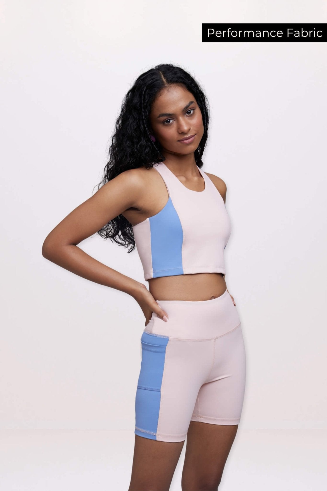 🍦Co-ord Set: Soft Girl Era Sports Bra + Shorts Set in Blush Pink