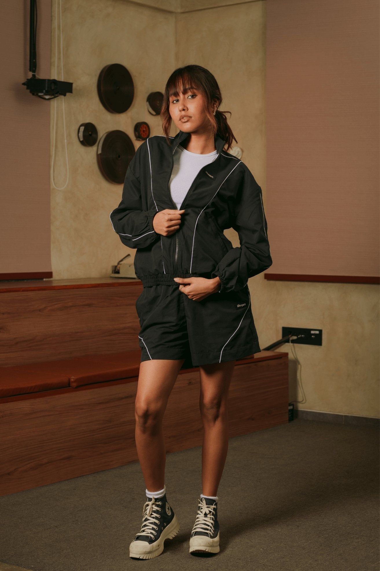 Co-ord Set: Take A Hike Jacket & Running Shorts In True Black