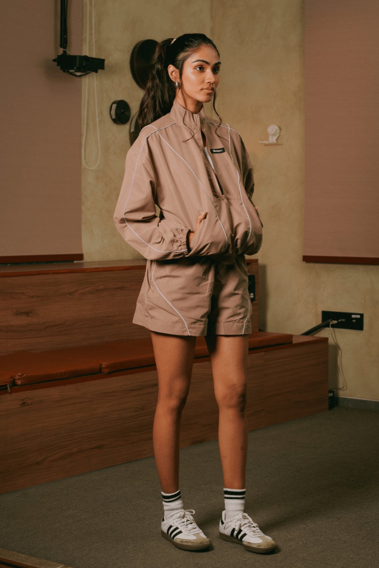 Co-ord Set: Take A Hike Pullover & Running Shorts In Earthstone