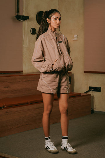 Co-ord Set: Take A Hike Pullover & Running Shorts In Earthstone