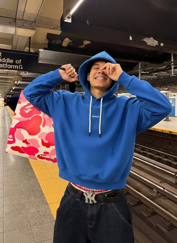 Cobalt Blue : Ye Burger Logo Heavyweight Baggy Hoodie For Men and Women