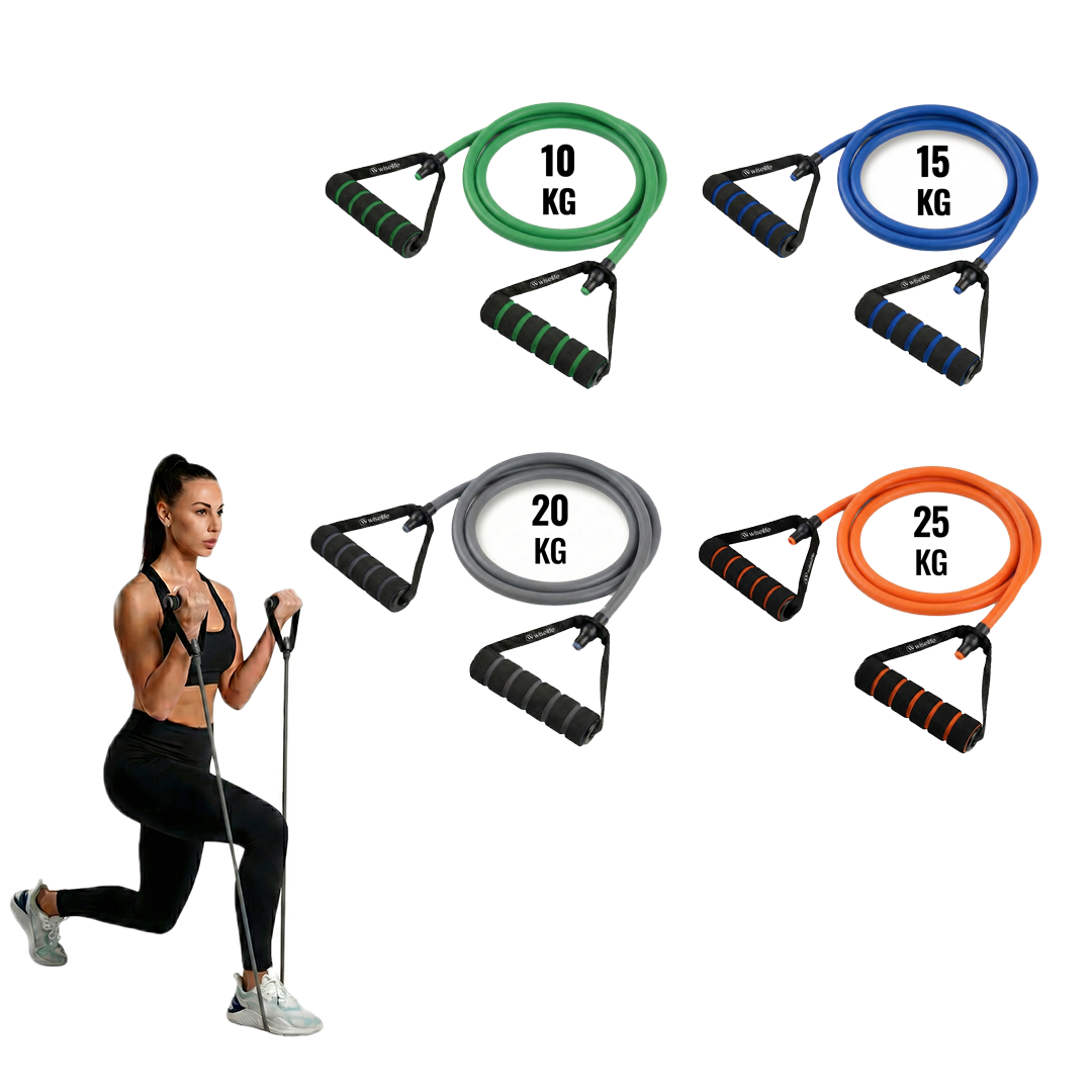 wiselife resistance tube , resistance tube set , resistance tube for full body workout , resistance tube 30-45 kg , 
resistance tube for physiotherapy  , resistance tube - set of 11 , resistance tube for home workout , resistance tube 20kg , resistance tube anti snap , resistance tube with handle