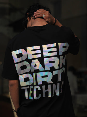 Deep Dark Dirty Techno (Holographic) Drop:Sleeved Tee For Men