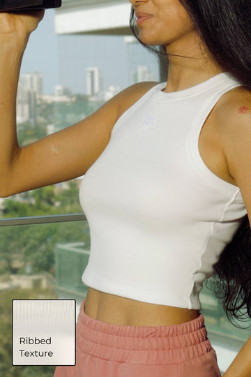 Free Spirit Ribbed Tank In Snow White