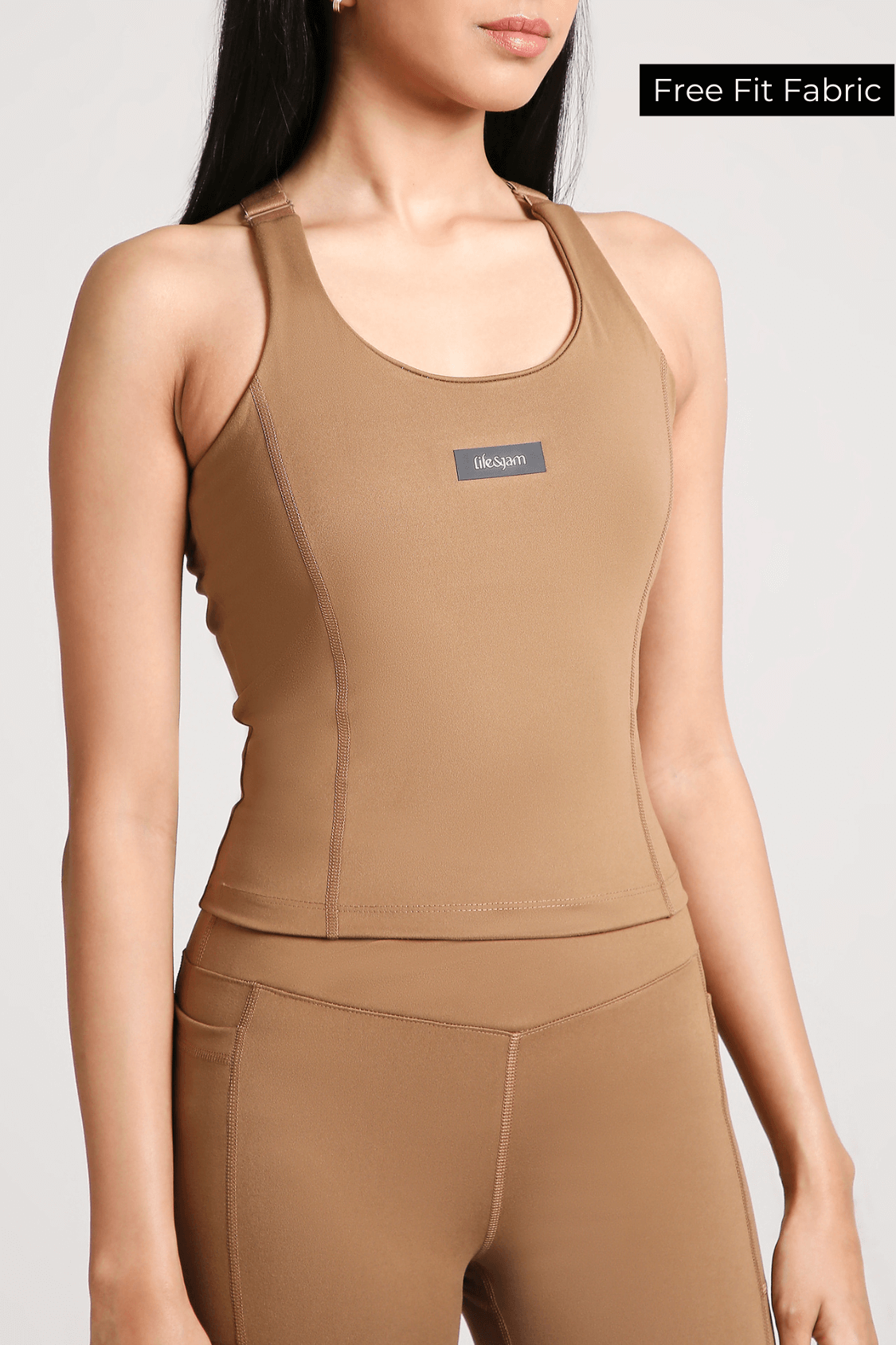 Good Girl Code Longline Sports Bra in Mountain Tan