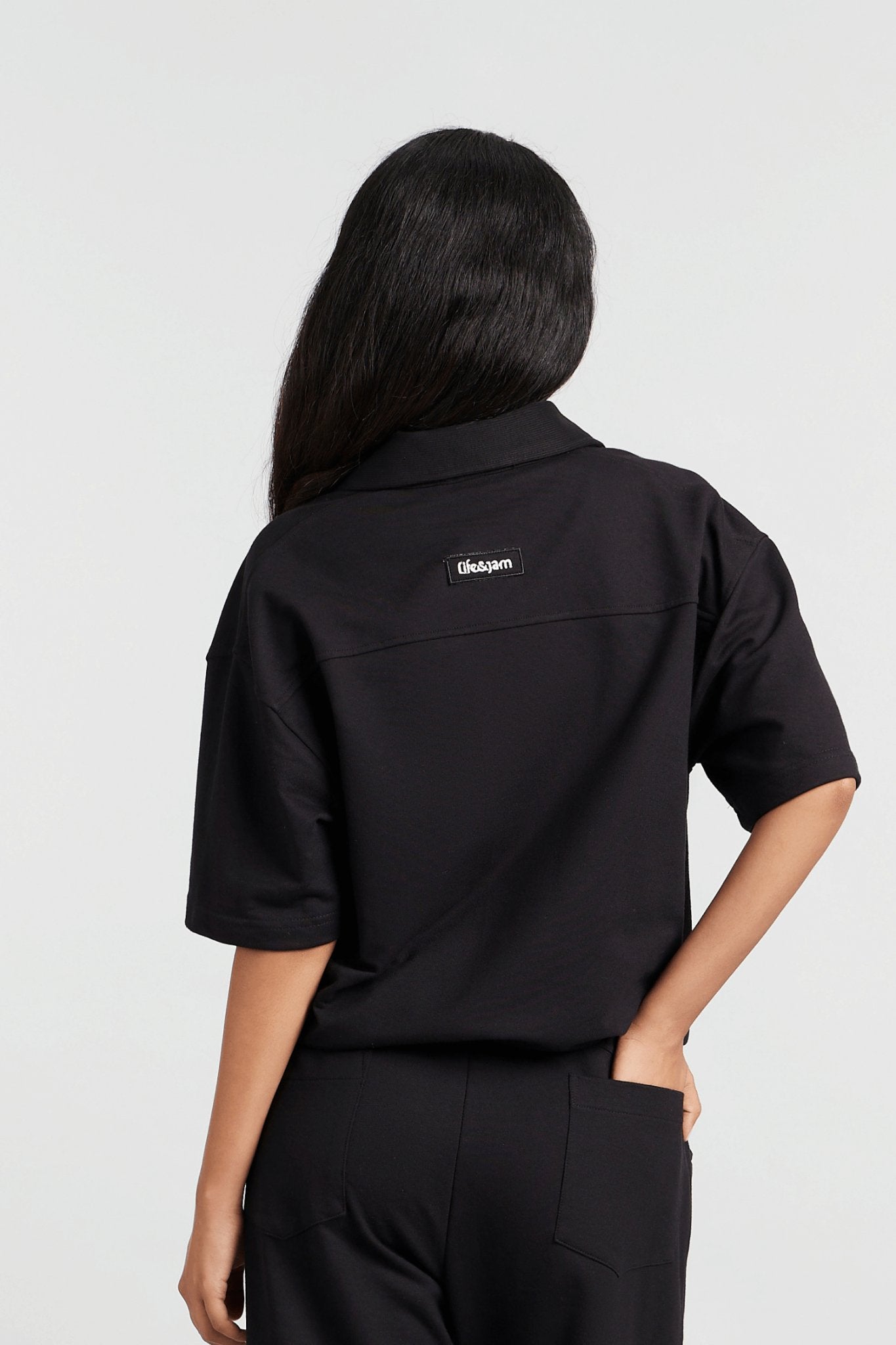 Boyfriend's Borrowed Polo Tee in True Black