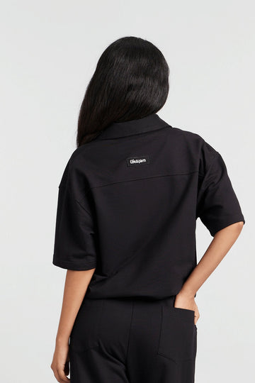 Boyfriend's Borrowed Polo Tee in True Black