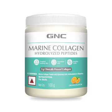 GNC Marine Collagen | 100 Gm (Pack of 2) | Type 1 & Type 3 Collagen | Hydrolyzed Peptides |Hyaluronic Acid|Biotin |Vitamin C &E |Grape Seed Extract |Rosemary Extract |For Radiant & Youthful Skin
