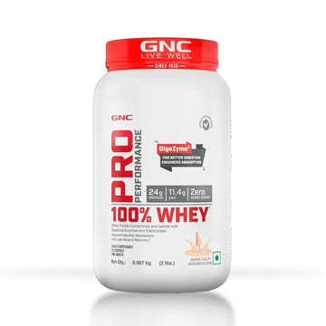 GNC Pro Performance 100% Whey Protein Powder | Boosts Strength & Endurance | Builds Lean Muscles | Fastens Muscle Recovery | Formulated In USA | 24g Protein | 5.5g BCAA | Mawa Kulfi | 2 lbs