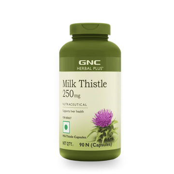 GNC Herbal Plus Milk Thistle | Removes Liver Toxins | Protects Liver Health | Detox Supplement for Men & Women | Promotes Proper Fat Digestion | Formulated in USA | 250mg Per Serving | 90 Capsules