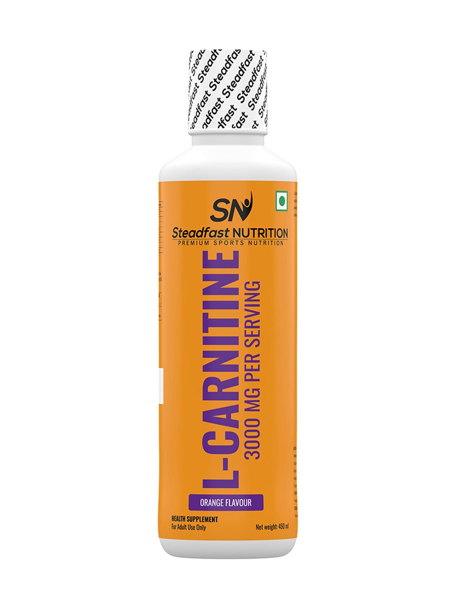 L-Carnitine 3000mg Liquid Supplement with Vitamin B5 450ml (Orange)