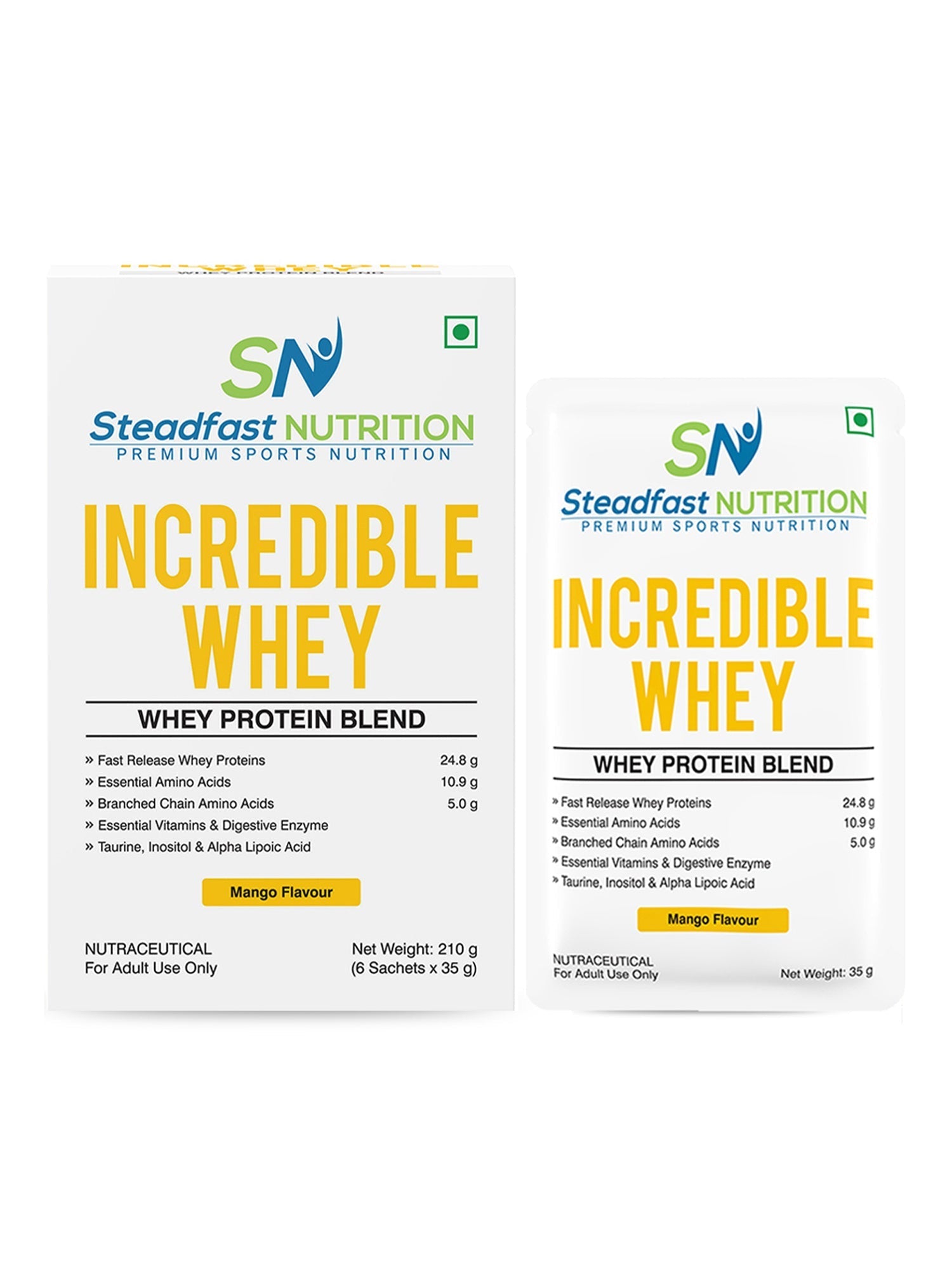 Incredible Whey Protein Blend For An Incredible You Mango 6 Sachets 210g