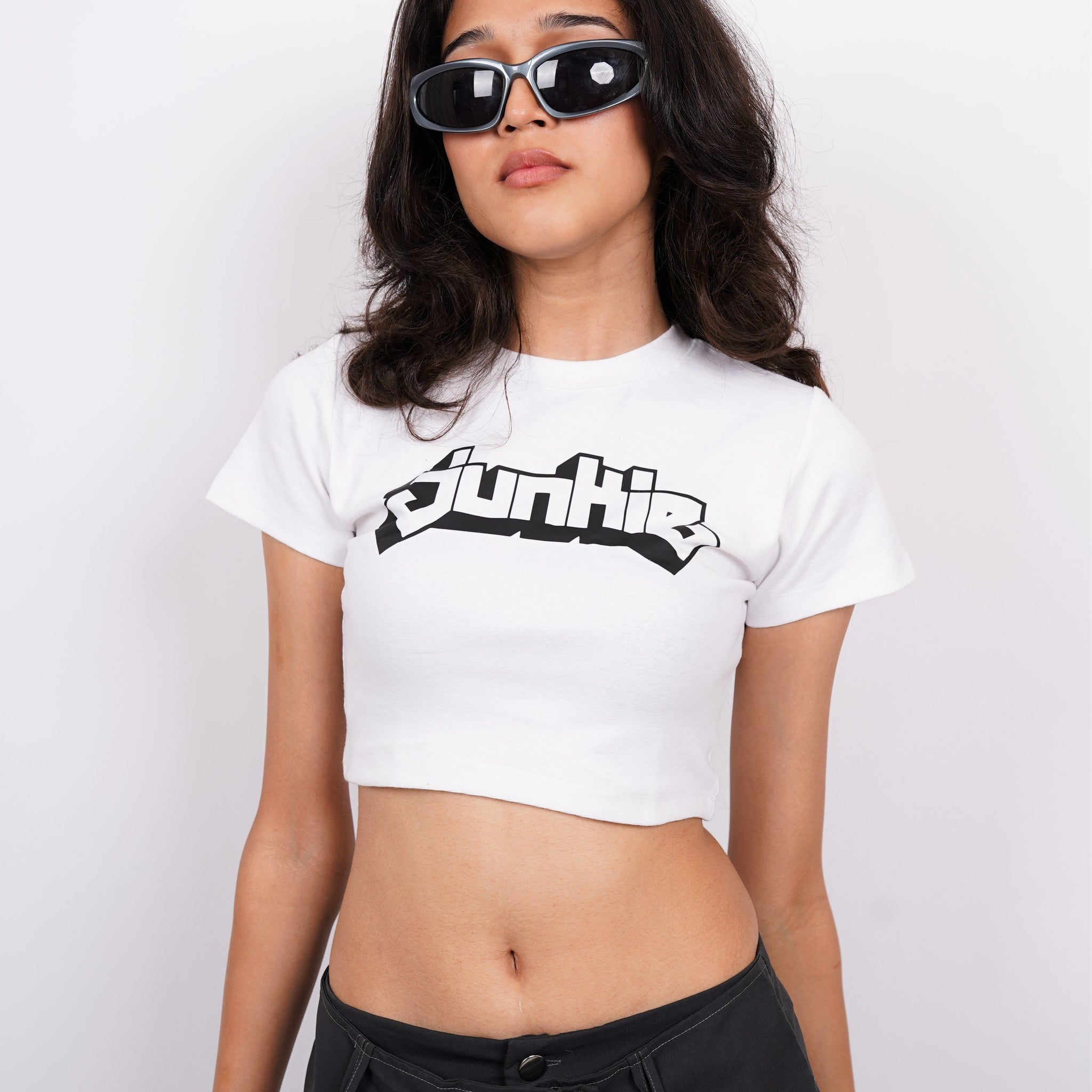 Junkie : Burger Bae Round Neck Crop Baby Tee For Women