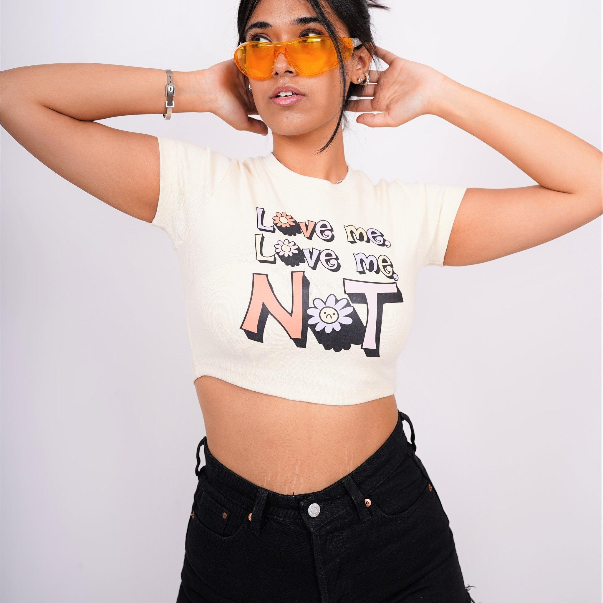 Love Me Not : Burger Bae Round Neck Crop Baby Tee For Women