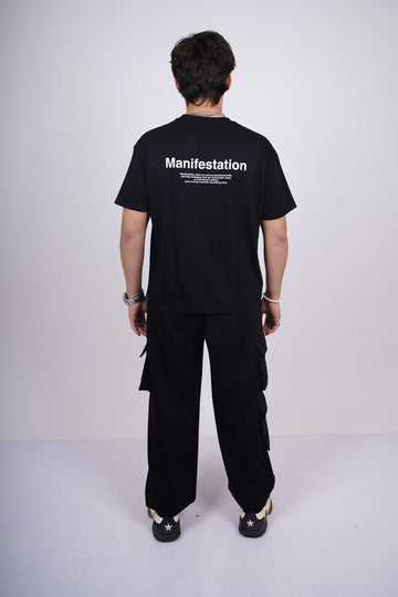 Manifestation Round Neck Drop:Sleeved Tee For Men and Women