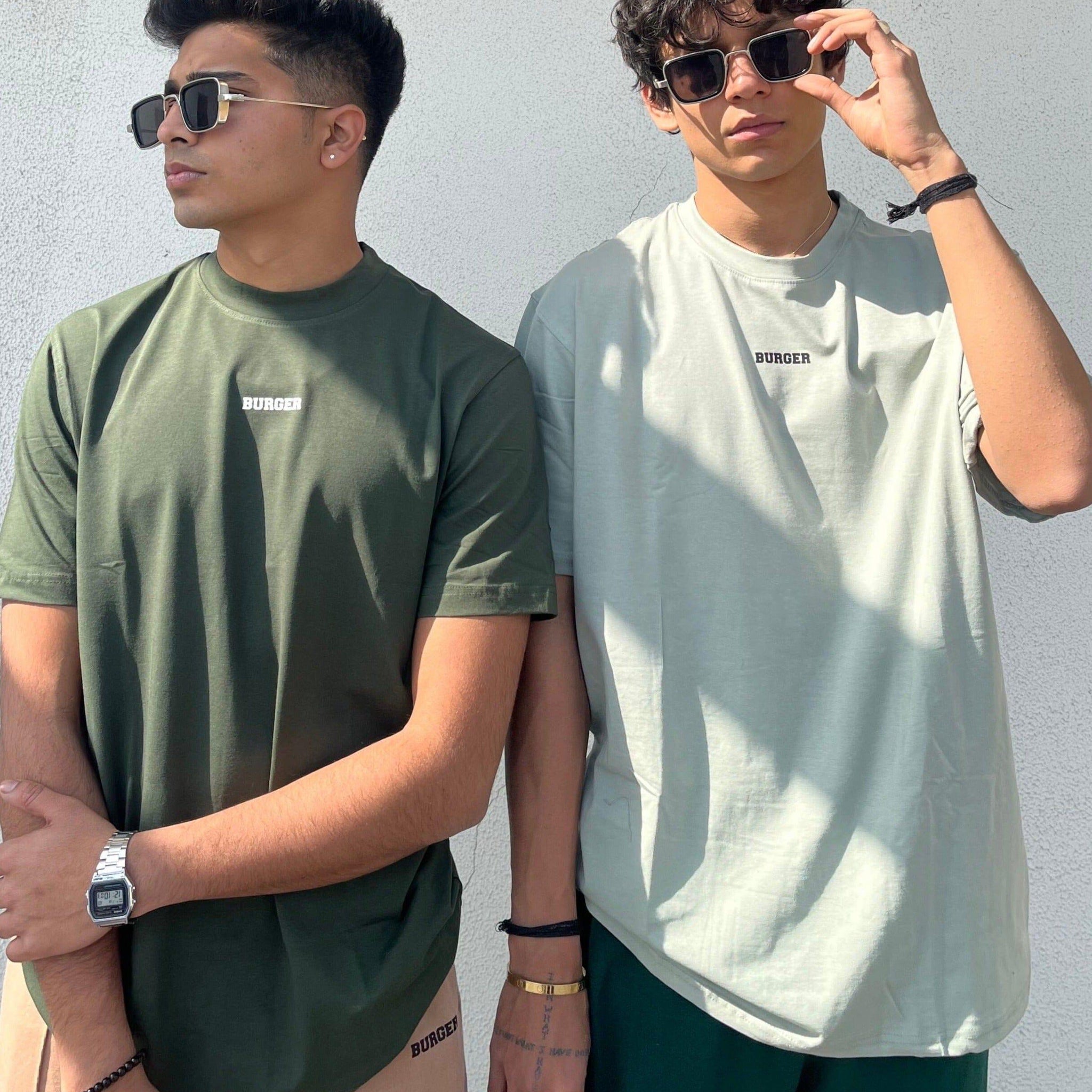 Minimal Burger Logo : Round Neck Regular Tee For Men