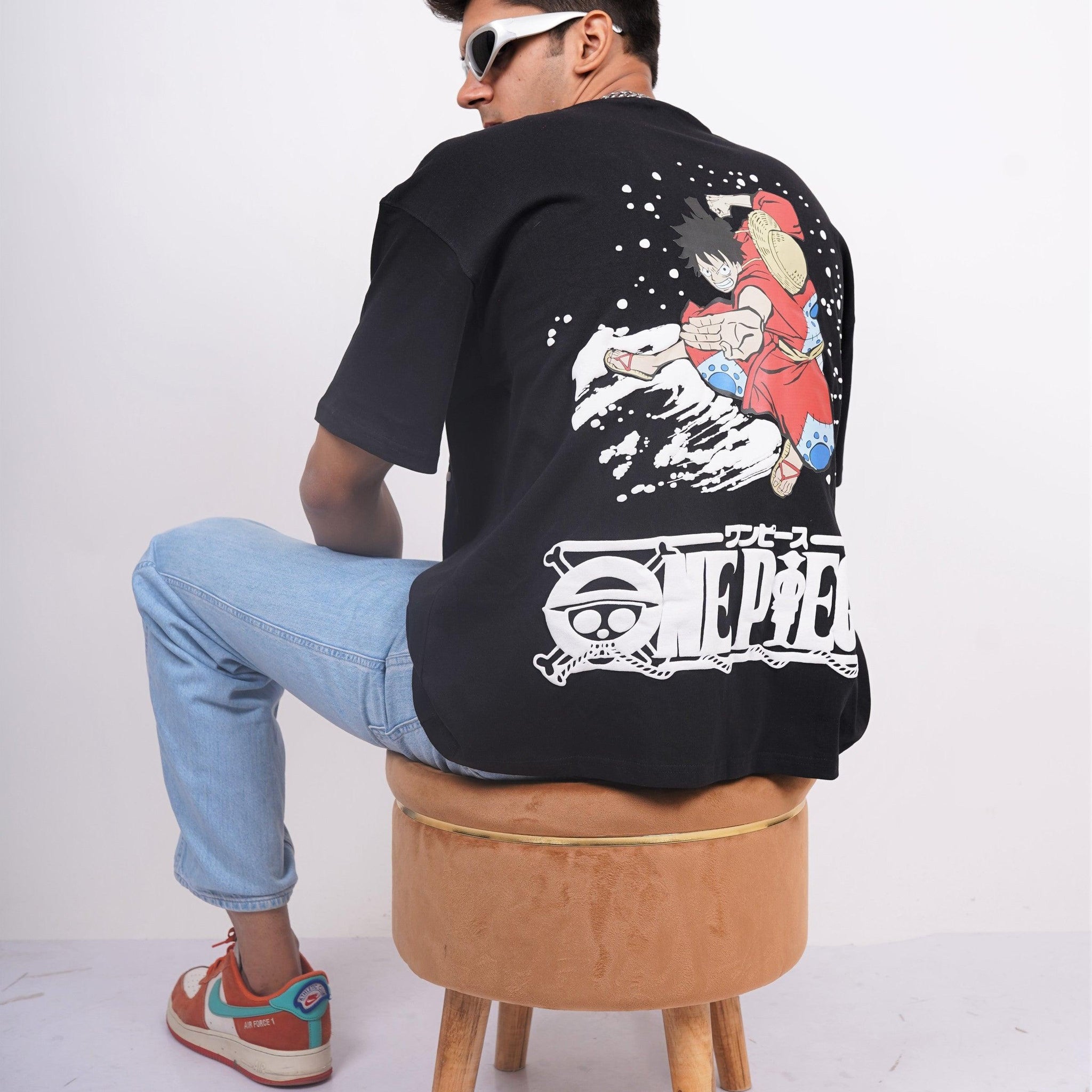 Monkey d. Luffy : Black One Piece Drop Sleeved Tee For Men and Women